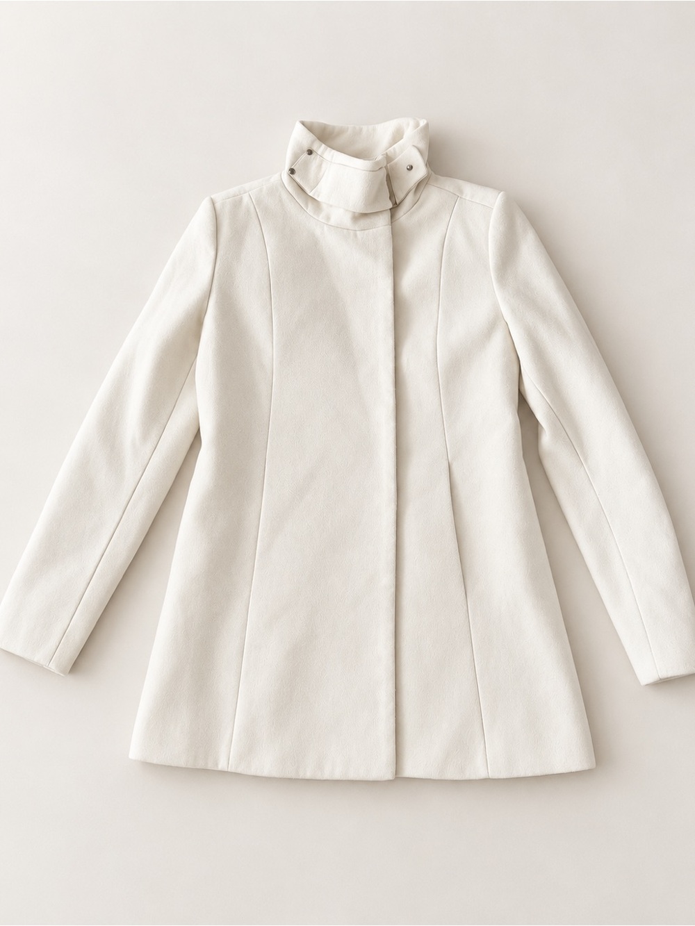 Mango Cream Stand-Collar Pea Coat